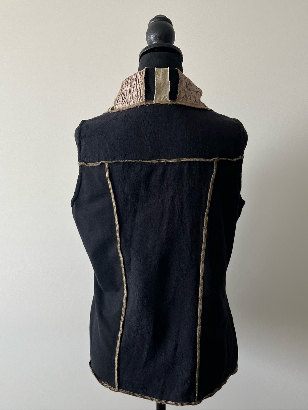 Parsley and Sage Vintage Black Vest with Patchwork and Metal Details - Picture 3 of 9